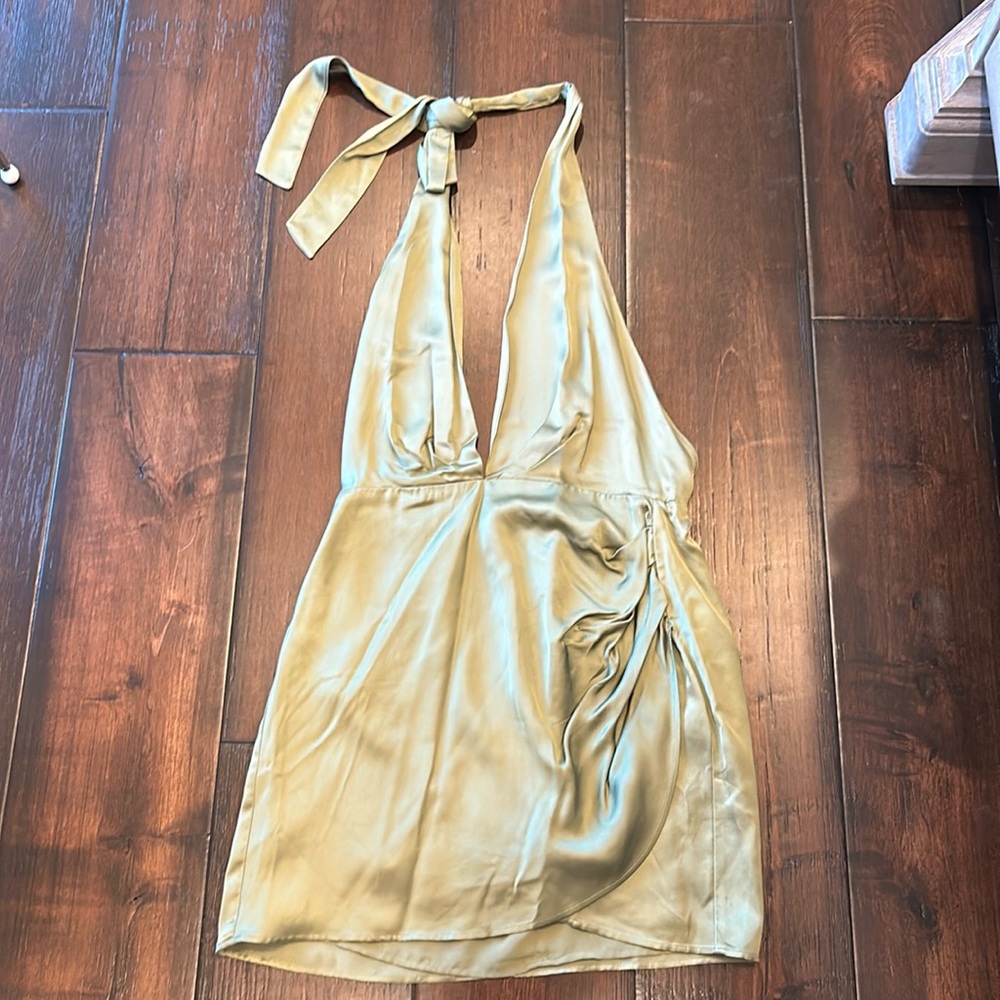 Olive green- cocktail dress- mini- date night- GNO